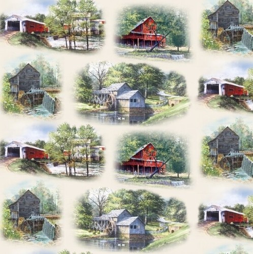 Old mill stream fabric - -, water